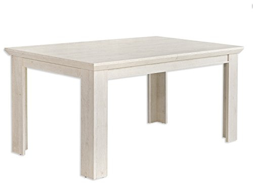 Forte Kashmir Esstisch ausziehbar, Holzwerkstoff, Pinie weiß, B x H x T: 160 x 75 x 90 cm