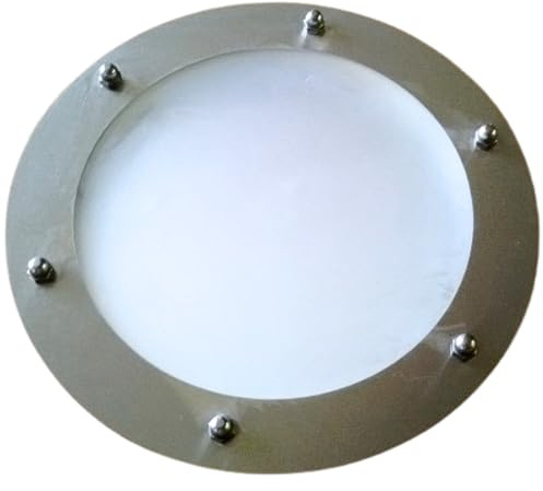 Bullauge flach 323 mm Edelstahl Inox Glas matt Hutmuttern | Innentüren, Edelstahlringe, maritime Atmosphäre, Edelstahlmuttern, Türstärke 40 mm, portholes.bullaugen