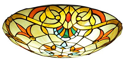 Taklampa, Tiffany-stil barock taklampa, dimbar glastavla metall hall runda taklampor för sovrum kök badrum, 30 cm