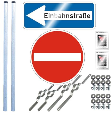 TMS PRO SHOP Komplett-Set Einfahrt verboten: Einfahrt verboten, Einbahnstraße links, Pfosten aus Aluminium, Stahl, Art.-Nr. 607310