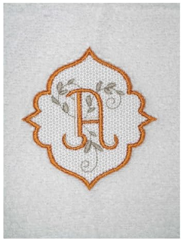 Besticktes Gästehandtuch mit Monogramm und Blätterranken | Personalisierung Name, Frotteetuch