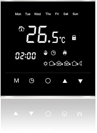 Design Touchscreen Thermostat Warm Life – Digitales Raumthermostat programmierbar mit Internem Temperatursensor und Bodenfühler - Heizungssteuerung für Fußbodenheizung. 16A