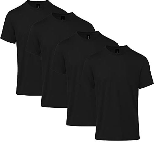 Gildan Adult Softstyle CVC Short Sleeve T-Shirt, Style G67000/G64000CVC, Multipack, Pitch Black (4-Pack), X-Large