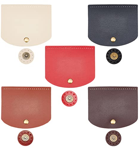 PandaHall 5 Farben Tasche Abdeckung12X10cm Rechteck Kunstleder Taschenverschluss Aufnähen Kunstleder Laschenverschluss Mit Legierungsschnalle Für DIY Handtasche Handtasche Umhängetasche ﻿