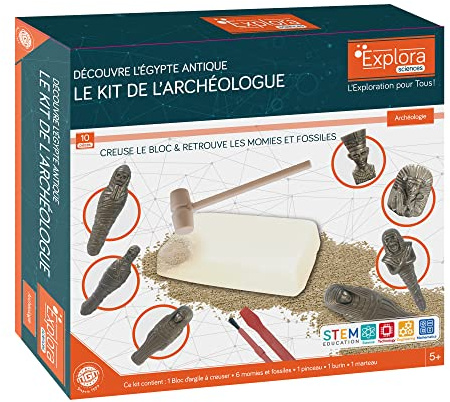 EXPLORA - Momias y Fósiles - Kit del Arqueólogo - 542221 - Yeso para Excavar - Kit de Descubrimiento - Antiguo Egipto - Juego Infantil - Educativo - Aventura - Divertido - A Partir de 5 años