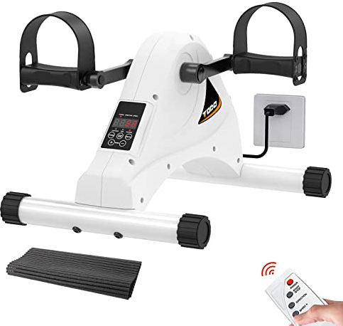 TODO Mini Heimtrainer Elektrischer, Fitness Bike Arm- und Beintrainer im Sitzen für Senioren Sportgeräte Zuhause mit Fernbedienung und Großes Display (weiß)