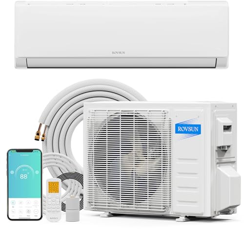 ROVSUN 12000 BTU Wifi Enabled Mini Split Air Conditioner & Heater with Inverter, 21 SEER2 Energy Saving 115V Ductless Split AC Unit with Pre-Charged Condenser, Heat Pump & Installation Kit
