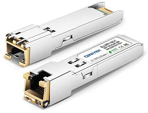 QINIYEK 1-Stück 1.25/2.5/5/10G SFP+ auf RJ45 Transceiver Kupfer SFP Modul, Cat.6a/7, bis zu 30m, für Cisco SFP-10G-T-S, MikroTik S+RJ10, Ubiquiti UF-RJ45-10g, TP-Link, Netgear, Fortinet, Open Switch