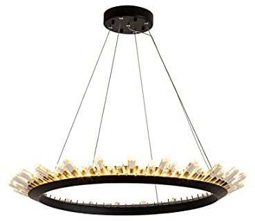Led Skandinavischer Luxus-kristall-kronleuchter,Kreativer Runder Kristallleuchter,Wohnzimmerlampe,Esszimmerlampe,Schlafzimmerlampe,Bar Lampe-Schwarzes trikolore-licht 80 * 12cm