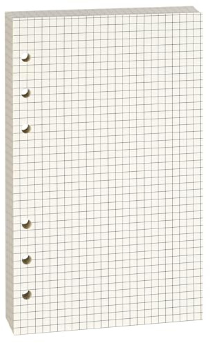 Lidwot A6 Gitter-liniertes Nachfüllpapier, 100 g/m² dicke beige Blätter ohne Durchschlag (80er-Pack), vorgestanzt – Passt für A6 6-Ring-Ordner für Büro, Schule & Lehrer, doppelseitig ohne Durchschlag
