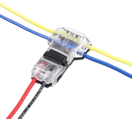 Brightfour Low Voltage Wire Connectors 3 Way 2 Pins, T Tap 16-18 AWG, No Wire Stripping 12 Pack