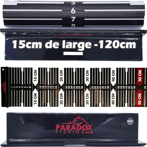 Paradox Fishing Mètre ruban 120 cm I 15 cm de large I avec butée mètre ruban pour poisson tapis de décrochage pêche – facile à transporter et à nettoyer