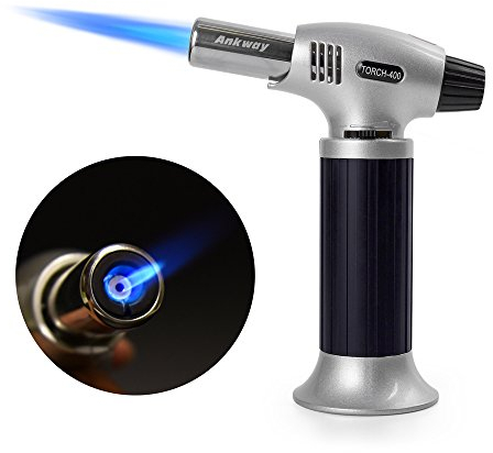 Soplete de cocina, recargable, soplete culinario con bloqueo de seguridad y llama ajustable, ideal para postres de crema brulee, hornear, barbacoa, barbacoa, bricolaje (Negro)