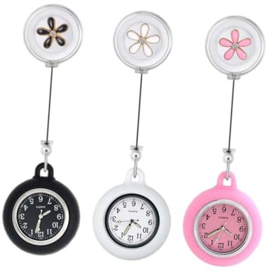 VALICLUD 6stücke Tragbare Blumen Broschenuhren Charmante Krankenschwesteruhr Mit Clip Für Pflegekräfte Und Damen Leichte Einziehbare Taschenuhr Mit Klarsichtanzeige Und Perfekter