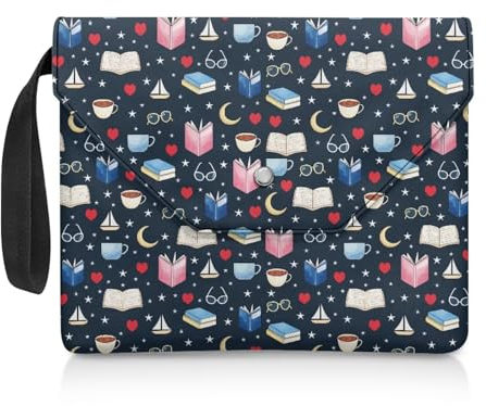 NETILGEN Buchhülle für Leseliebhaber, Geschenke, waschbar, Buchhülle mit gepolstertem Tragegriff, Lesegerät, Geschenk, 30 x 24 cm, Blau