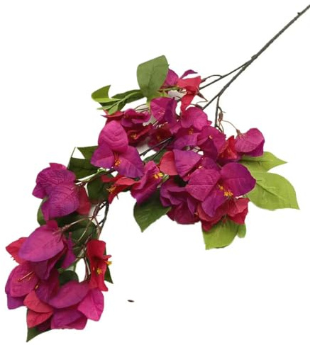 TVIVID 1 tallo de flor de buganvilla artificial, 3 tenedores, de seda, buganvilla Spectabilis, rama de árbol para decoración floral de boda