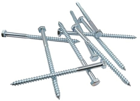 LLB 100mm M6 For Coach Screws Wood Hex Head Width 10mm Zinc Plated Sleeper Concrete Screw Hexagon Lag Half Thread Bolts Silver Long 4 inch x 0.24 inch (6mm x 100mm) Pack of 20