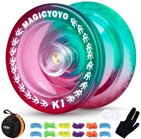 YOSTAR JoJo Kinder Reaktionsfähiges JoJo k1 Plus, Schlepper-Return Yoyo Profi Trick Jo-jo, Jo Jo Für Kinder Und Anfänger, Mit 12 Schnüre, Koffer, Handschuh, 2 Hubatack