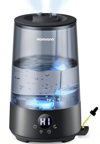 Homvana Humidificador de aire para dormitorio, 3,6 L, 360°, 34 H, duradero, silencioso, 16 dB (SilentSpary Tech), pequeño, humidificador para plantas, cultivo, humidificador, plantas de humidifier