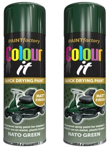 PNJB All-Purpose Nato Green Aerosol Spray Paint, Quick Drying Spray, Fast Dry and Excellent Coverage for Wood, Metal, Plastic, 400ML (2PCS)
