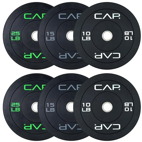 CAP Barbell 100 LB Economy Olympic Bumper Plate Set with Color Logo | Black