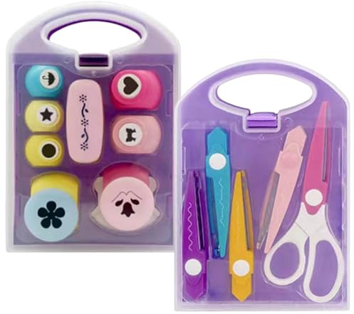 Set perforatore creativo fai-da-te per bambini, perforatore per lavoretti, forbici artigianali e set di perforatori, formine per lavoretti, foglie, farfalle, stelle, cuori, fiori, progetti fai da te