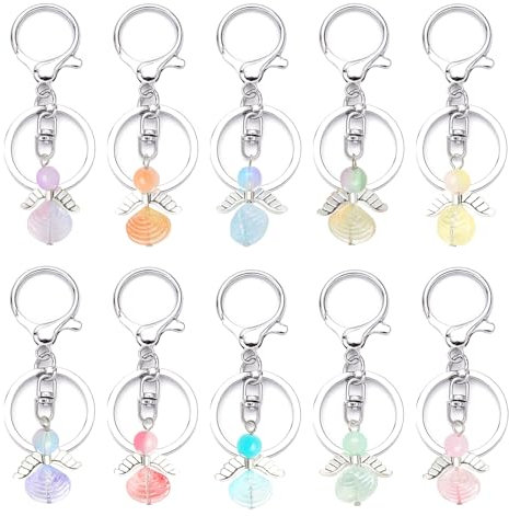 Barlone 10 Stück Schutzengel Anhänger, Schutzengel Schlüsselanhänger Engel Anhänger, Perlenengel Charme Hochzeit Taufe Anhänger, Engel Bastelset für DIY Schmuck Halskette Handmade Basteln