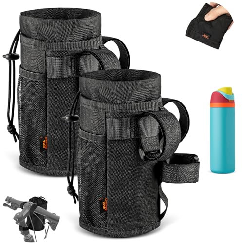 Desing Wish 2 Piezas 12-24oz Portabidon Bicicleta Sin Tornillos Porta Bidones Bici MTB Portabotellas Bicicleta Soporte Botella Bicicleta Portabidones con Bolsillo Montaña Patinete Malla Accesorios