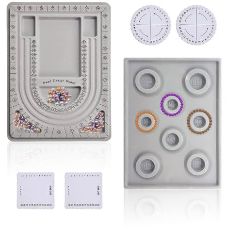 2 Stück Perlenbrett für Armbänder, Halskette und Armband Design Board Armband Design Platte für Perlen Webwerkzeug Halskette DIY Schmuck Machen Grau