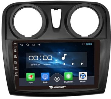 Quad Core 4G+64G Car CarPlay Android Auto 9 IPS Display Navigation Stéréo Touchscreen Headunit Pad Tablet Caméra arrière GPS Radio Lecteur multimédia pour Renault Dacia Sandero 2012-2017