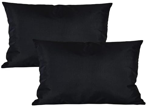 JACK 2er Set 40x60cm Outdoor Kissenhülle Kissenbezug Wasserfest Sitzkissen Lounge Kissen Garten Stuhl Lotus Effekt, Farbe:Schwarz