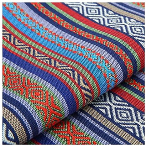 Vintage Jacquard Stoff Ethno Muster Dekostoff Meterware für DIY Nähen | Exotisches Muster verleiht selbstgemachten Produkten einen besonderen Vintage Look und dekorativen Stil.