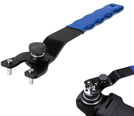 GZSYWZ Angle Grinder Spanner - Universal Grinder Wrench Angle Grinder Adjustable Spanner Non-Slip Locknut Wrench Multi-Function Spanner (Blue Black)