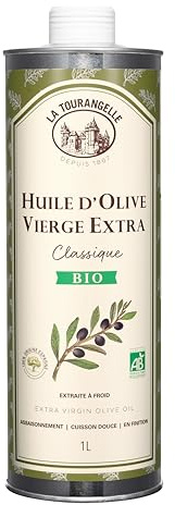 La Tourangelle - Huile d'olive vierge extra Bio - Extraite à froid - 100% origine Espagne - Riche en polyphénols - Huile de qualité supérieure - 1L