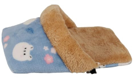 Toyvian Cama para Hámster de Algodón con Diseño de Bolsa Refugio Aislante para Roedores para Chinchillas y Conejillos de Indias Lavable y Cómodo Azul