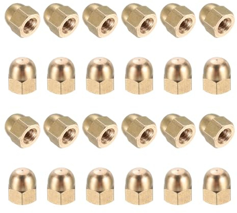 sourcing map Acorn Hex Cap Nuts, M4x0.7mm Brass Dome Head Hex Decorative Cap Nuts for Screws Bolts Industrial Mechanical Electrical Equipment Repair Hardware(Gold Tone, Pack of 24)