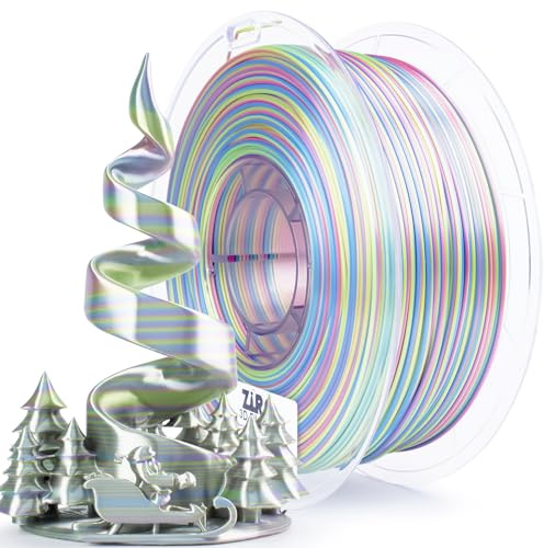 ZIRO Seide Streifen Mehrfarbiges Filament PLA 1.75mm, Silk Regenbogen PLA | Multicolor Gradient Silk 3D-Drucker Filament 1KG, Dimensionsgenauigkeit +/-0.03mm, Hologramm Streifen
