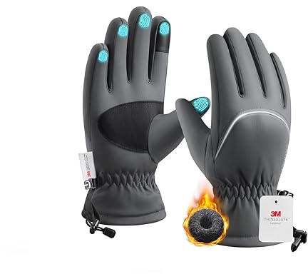 Origem Guanti Invernali Termici Uomo Donna, 3M Thinsulate Touchscreen Impermeabili Guanti Moto Sci Neve con Riflettenti per Bici Ciclismo Scooter Motocross Calcio Corsa Running sportivi snowboard