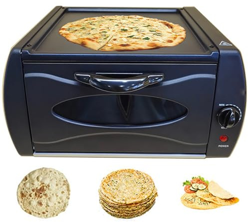 Four électrique Tandoor – 2100 W Mini four pour Lahmacun, Manakish, Naan et Pizza, 12 L avec contrôle de la température, verre visuel, plaque supérieure chaude – pour la cuisine à la maison