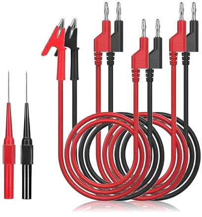 Cables de prueba eléctricos aislados, conectores estándar de 4 mm, componente de PVC, sujeción segura para comprobaciones de circuito, conectores banana