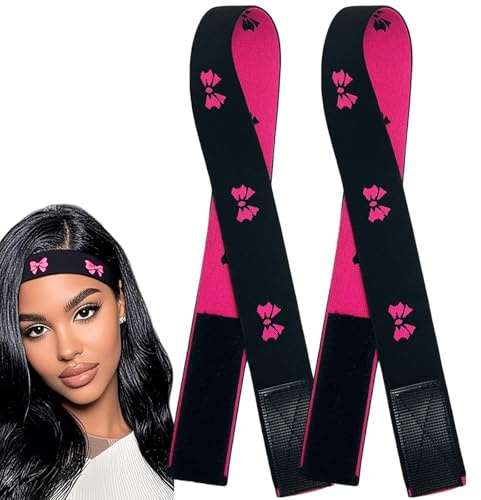 2 Pcs Wig Bands for Melting Lace, Rose Red Melt Bands, Wig Band for Women, Adjustable Wigs Melting Band to Hold Wigs in Place