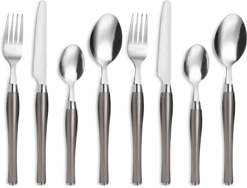 PRADEL ESSENTIEL - Panier fil 24 couverts de table pour 6 personnes - Purity - Acier inoxydable 18/0, Finition Standard - Gris (Lot de 2)