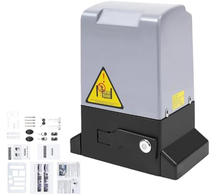 Mqwdxzfes 750W Sliding Gate Opener 220V, 1600kg Electric Gate Operator, Heavy Duty Gate Motor with 2 Remote Controls, Automatic Safety System for Driveway Villa Courtyard Gates up to 12m