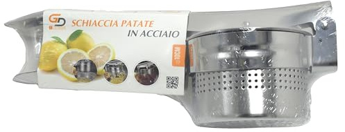 Schiacciapatate & Spremiagrumi Manuale in Acciaio Inox Ø9 cm Pressa Multifunzione con o senza Fori Laterali – Ideale per Purè di Patate, Verdure, Arance e Limoni (Filtraggio laterale avanzato)