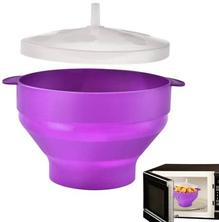 Genérico Palomitero De Microondas – Bol De Silicona Termorresistente | Recipiente Para Palomitas De Maíz | Utensilio Plegable Para Noches De Película Viajes Y Aperitivos