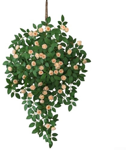 Vigne artificielle de 100 cm de long - Style rotin - En soie et plastique résistant aux UV - Décoration réaliste sans entretien - Pour maison, jardin, fête de mariage, intérieur et extérieur - Beige