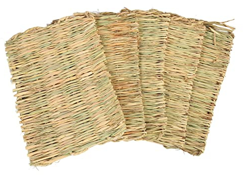 Blaihild Alfombra de Hierba de Conejo, Paja Natural Tejida a Mano, 16.5 X 11 Pulgadas, Súper Absorbente para Mascotas Pequeñas, Alfombra de Cama para Mascotas Pequeñas, Control de Olores, Juguete para