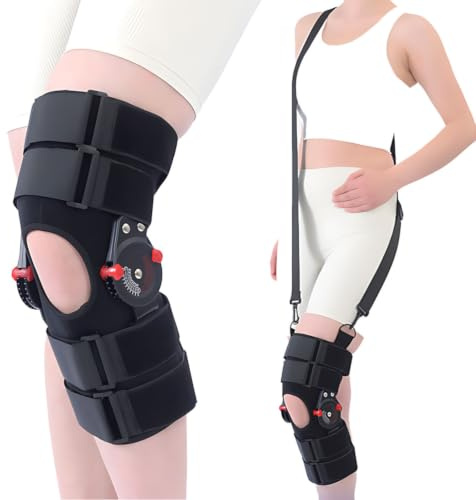 PEIKVOUL Ginocchiera Articolata Regolabile – Rom Controllo, Leggera, Supporto Post-Operatorio ACL/Menisco, Unisex Sinistra o Destra