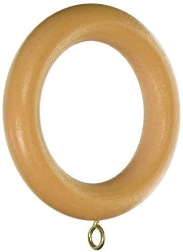 Merriway BH05961 (10 Pcs) Wooden Curtain Drapery Pole Rod Rings with Screw Eye, Inner Diameter 45 mm (1.3/4 Inch) Outer Diameter 70 mm (2.3/4 Inch), Light Brown - Pack of 10 Pieces