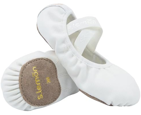 S.lemon Elastisk Duk Balett Dansskor Stretch Balett Tofflor Flats Vit 30EU